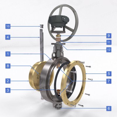 Детализация затвора поворотного дискового СНМ 58040